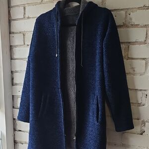 Women's Navy Blue Hooded Coat